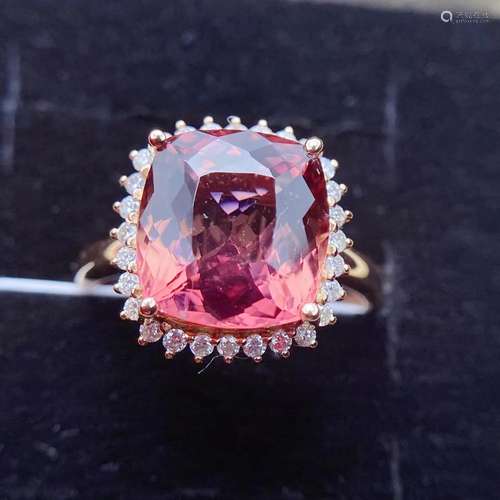 14K Rose Gold 5.1 CT Tourmaline & Diamond Ring