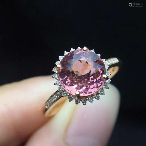 14K Rose Gold 2.25 CT Tourmaline & Diamond Ring