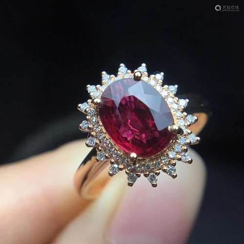 14K Rose Gold 1.05 CT Tourmaline & Diamond Ring