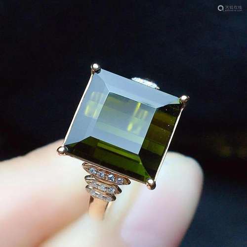 14K Rose Gold 5.55 CT Tourmaline & Diamond Ring