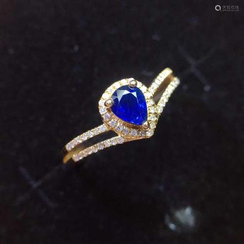 14K Rose Gold 0.4 CT Sapphire & Diamond Ring