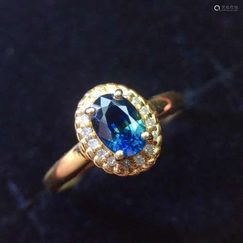 14K Rose Gold 0.7 CT Sapphire & Diamond Ring