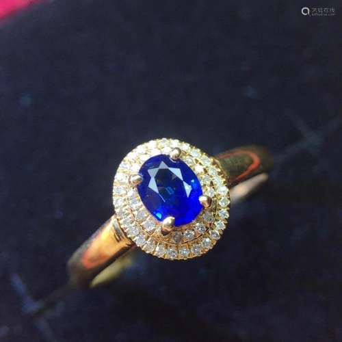 14K Rose Gold 0.5 CT Sapphire & Diamond Ring