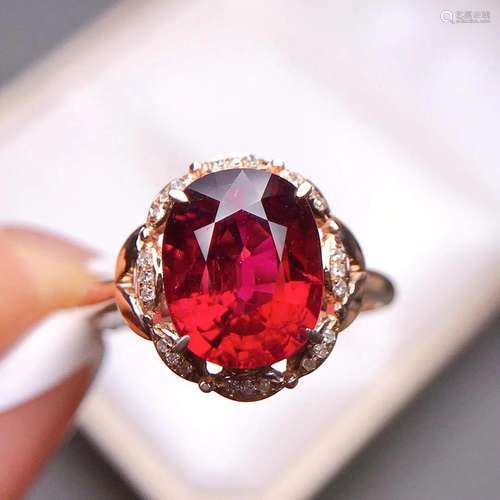 14K Rose Gold 3.14 CT Tourmaline & Diamond Ring