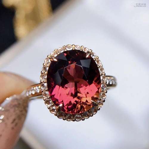 14K Rose Gold 5.22 CT Tourmaline & Diamond Ring