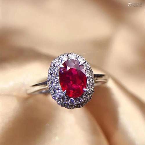 14K White Gold 1 CT Ruby & Diamond Ring