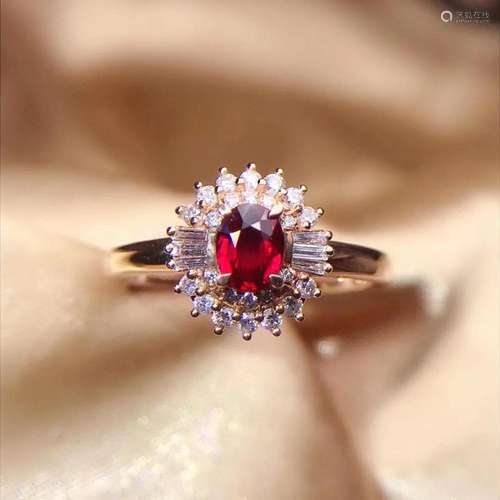 14K Rose Gold 0.53 CT Ruby & Diamond Ring