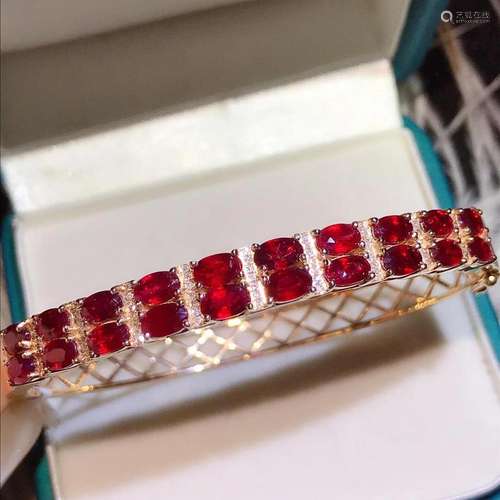 14K Rose Gold 6.6 CT Ruby & Diamond Bangle