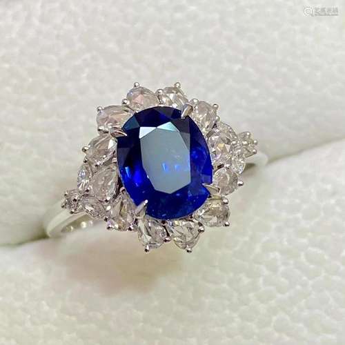 14K White Gold 2.868 CTW Sapphire & Diamond Ring