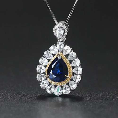 14K White Gold 2.225 CTW Sapphire & Diamond Pendant