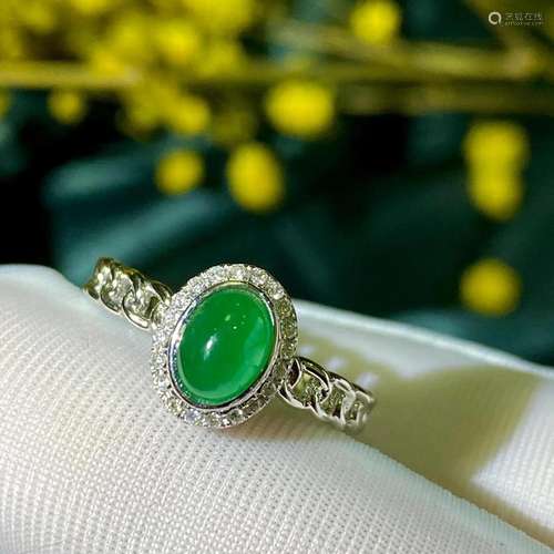 14K White Gold 0.579 CTW Emerald & Diamond Ring