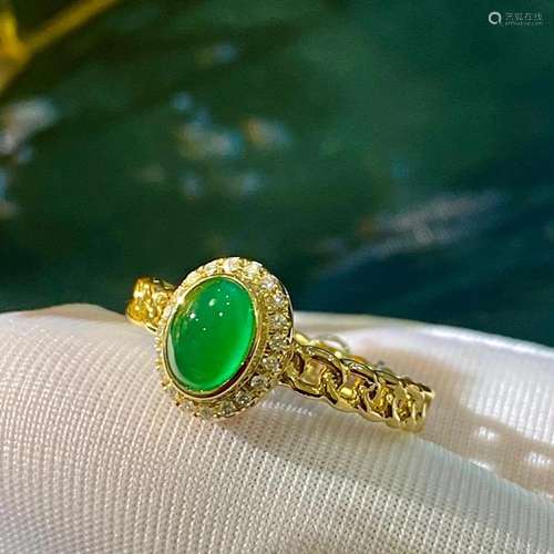 14K Yellow Gold 0.739 CTW Emerald & Diamond Ring