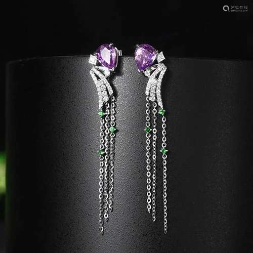 14K White Gold 2.778 CTW Sapphire & Diamond Earrings