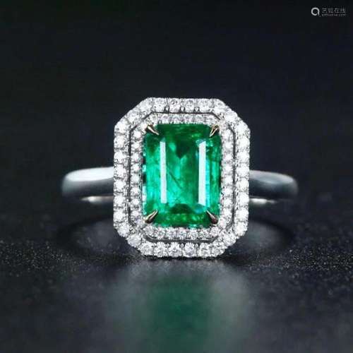 14K Yellow Gold 1.544 CTW Emerald & Diamond Ring