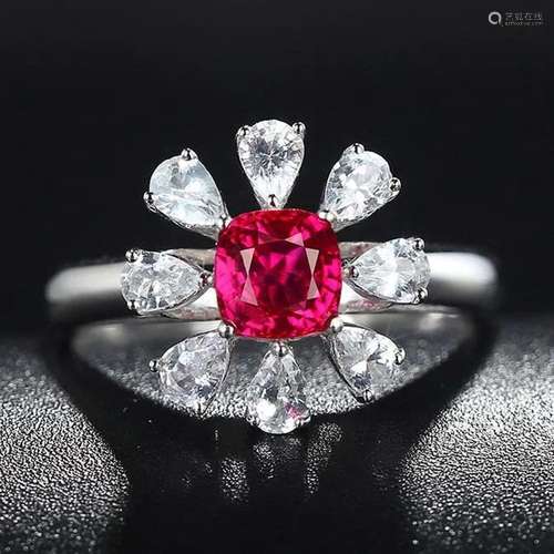 14K White Gold 1.85 CTW Ruby & Sapphire Ring