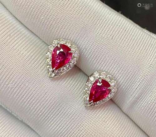 14K White Gold 1.28 CTW Ruby & Diamond Earrings