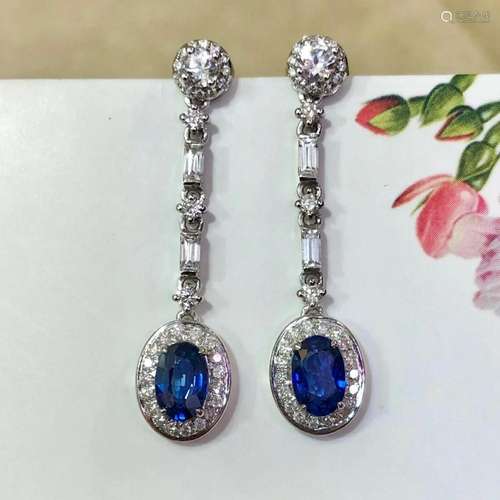 14K White Gold 1.62 CTW Sapphire & Diamond Earrings