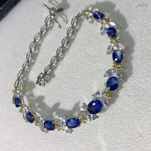 14K White Gold 8.62 CTW Sapphire & Sapphire Bracelet