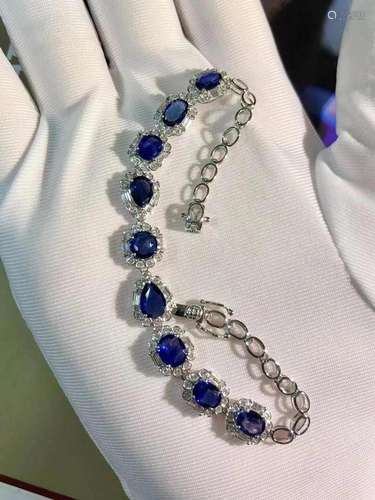 14K White Gold 5.40 CTW Sapphire & Diamond Bracelet