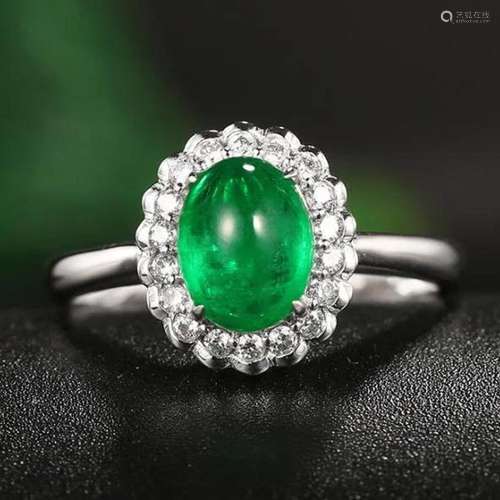 14K White Gold 1.53 CTW Emerald & Diamond Ring