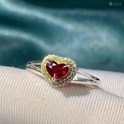 14K White Gold 0.577 CTW Ruby & Diamond Ring