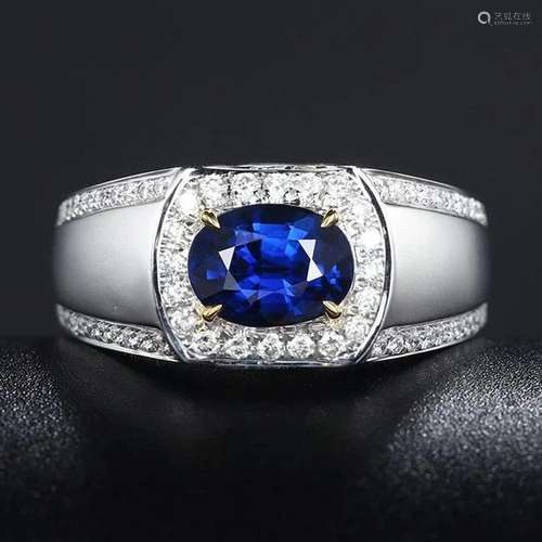 14K White Gold 1.95 CTW Sapphire & Diamond Ring