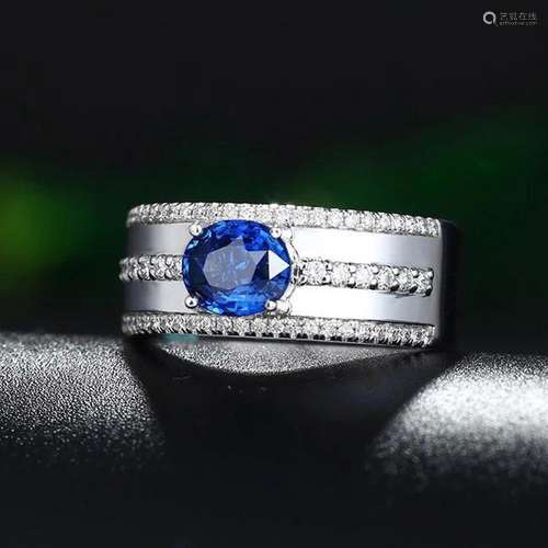 14K White Gold 1.93 CTW Sapphire & Diamond Ring