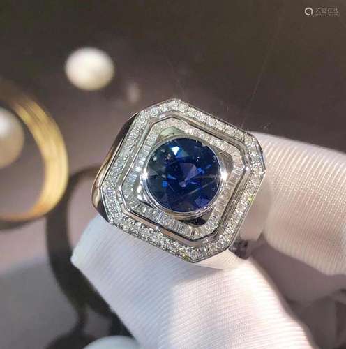 14K White Gold 4.53 CTW Sapphire & Diamond Ring