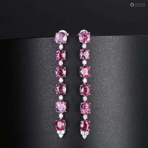 14K White Gold 8.32 CTW Spinel & Diamond Earrings