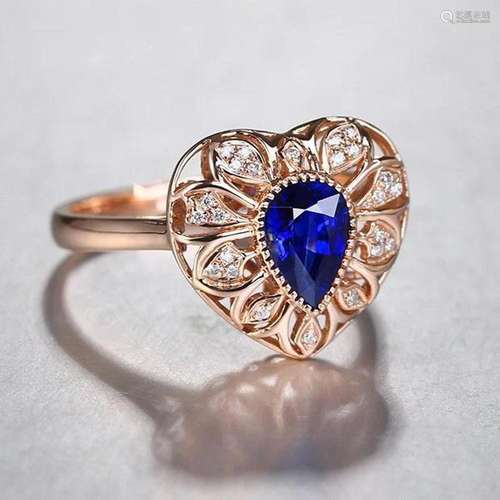 14K Yellow Gold 1.002 CTW Sapphire & Diamond Ring