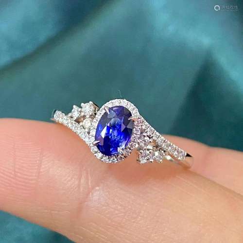 14K White Gold 0.79 CTW Sapphire & Diamond Ring