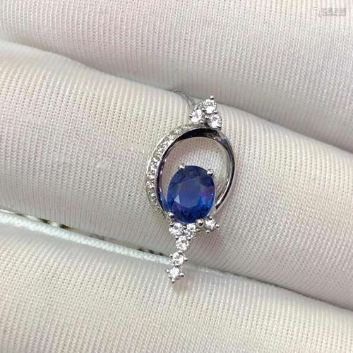 14K White Gold 1.18 CTW Sapphire & Diamond Pendant