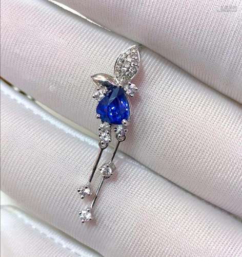 14K White Gold 1.45 CTW Sapphire & Diamond Pendant