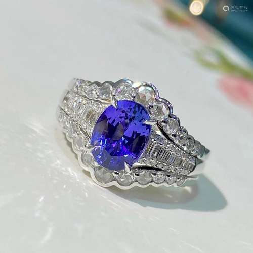 14K White Gold 2.25 CTW Sapphire & Diamond Ring