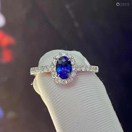 14K White Gold 0.96 CTW Sapphire & Diamond Ring