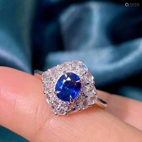 14K White Gold 1.614 CTW Sapphire & Diamond Ring