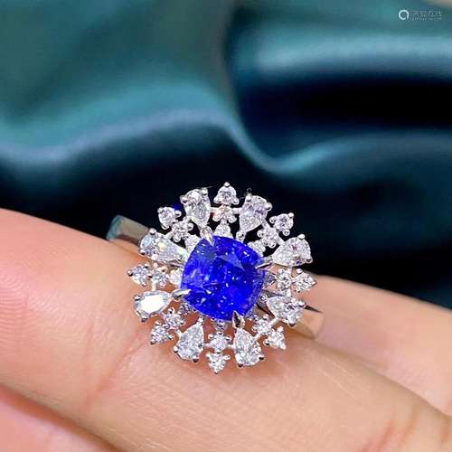 14K White Gold 1.98 CTW Sapphire & Diamond Ring