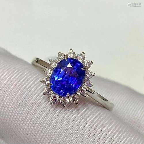 14K White Gold 1.88 CTW Sapphire & Diamond Ring