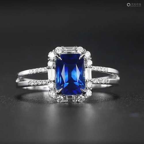 14K White Gold 2.337 CTW Sapphire & Diamond Ring