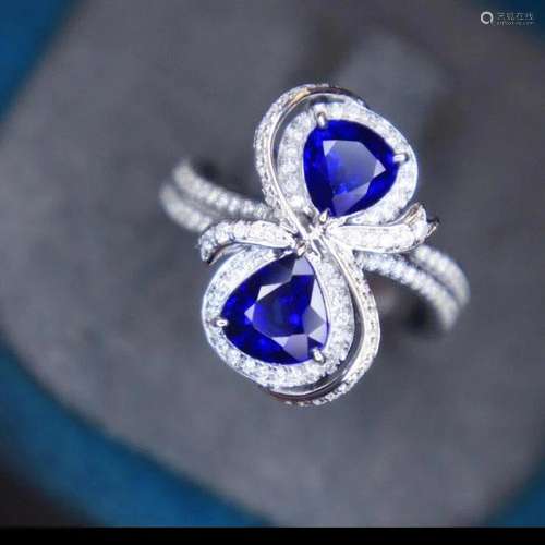 14K White Gold 2.29 CTW Sapphire & Diamond Ring