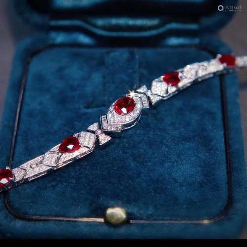 14K White Gold 3.15 CTW Ruby & Diamond Bracelet