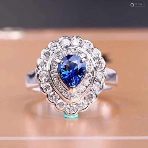 14K White Gold 2.01 CTW Sapphire & Diamond Ring