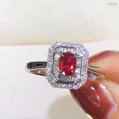 14K White Gold 0.80 CTW Ruby & Diamond Ring