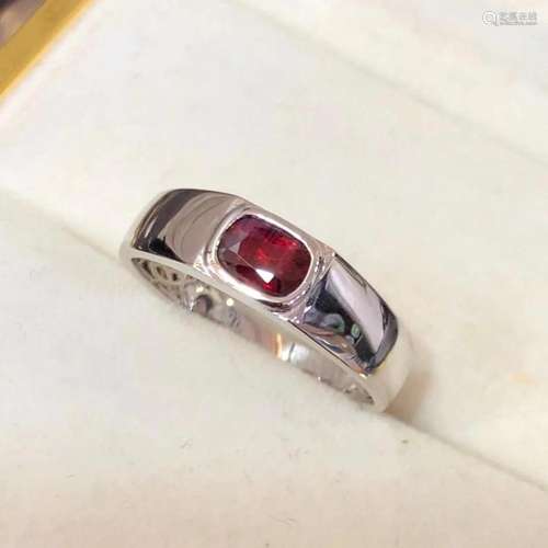 14K White Gold 0.6 CT Ruby Ring