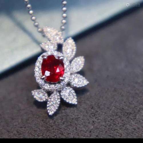 14K White Gold 0.65 CTW Ruby & Diamond Pendant