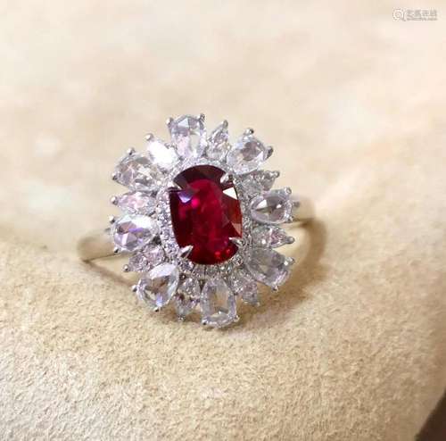 14K White Gold 1.65 CTW Ruby & Diamond Ring