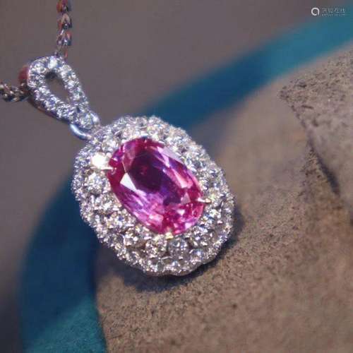 14K White Gold 1.49 CTW Sapphire & Diamond Pendant