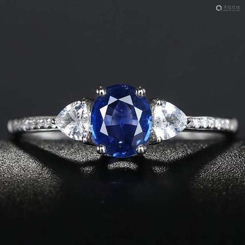 14K White Gold 0.68 CTW Sapphire & Diamond Ring