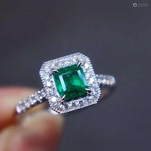 14K White Gold 1.14 CTW Emerald & Diamond Ring