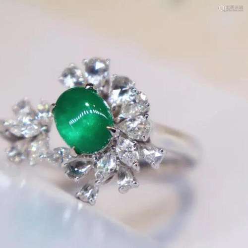 14K White Gold 1.42 CTW Emerald & Diamond Ring